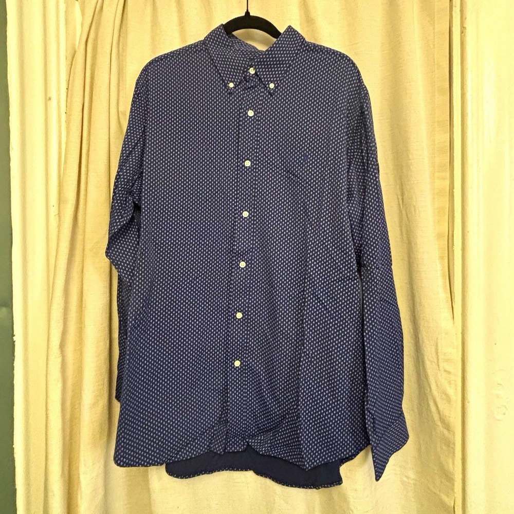 Ralph Lauren Classic Fit Performance XL Geo Blue/White Button-Down Shirt